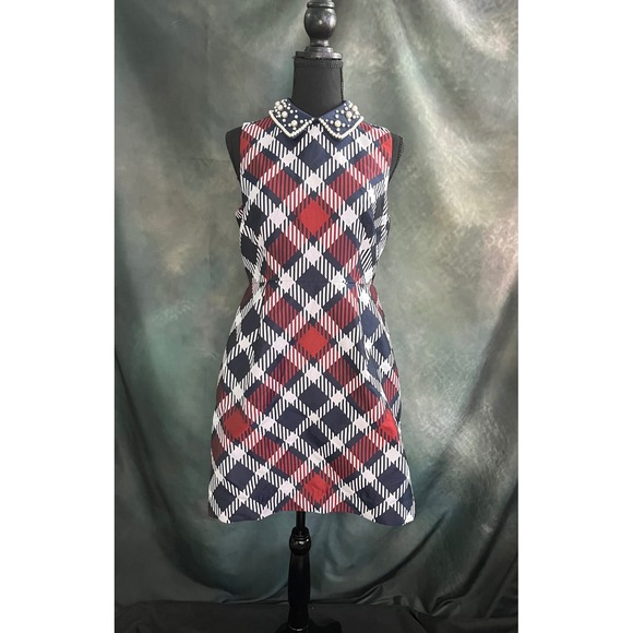 kate spade Dresses & Skirts - Kate Spade Jumbo Plaid Mini Dress Detachable Pearl‎ Collar Size 6